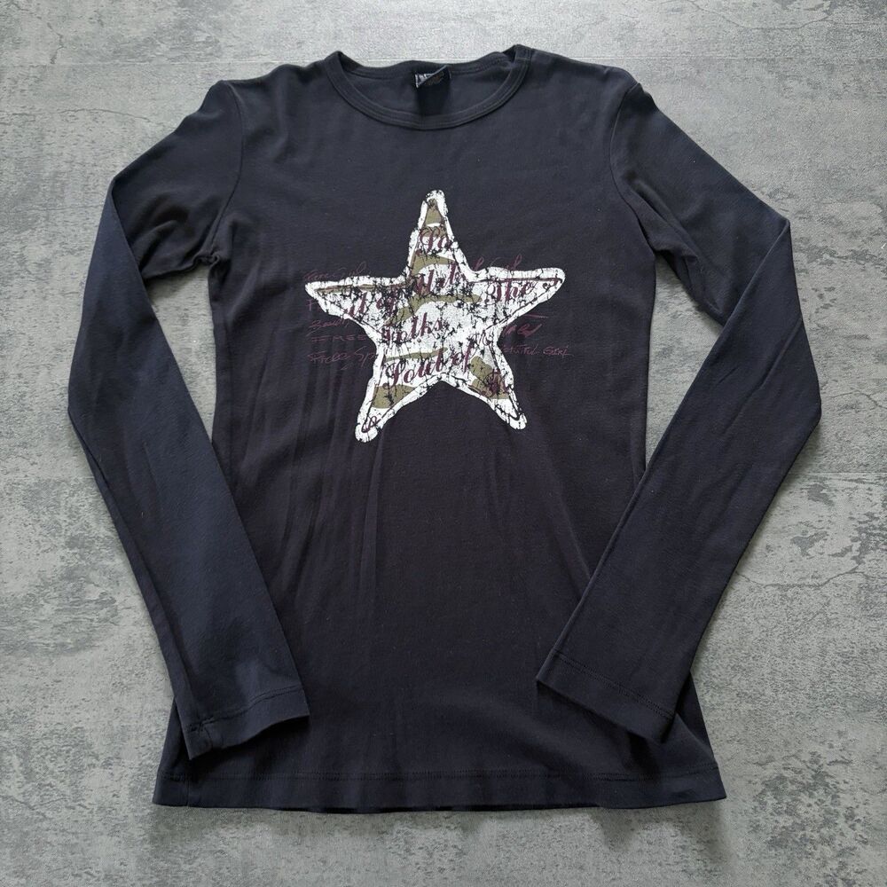Sledge USA Longsleeve Women L Black Excellent Y2K Grunge Ribbed Cotton